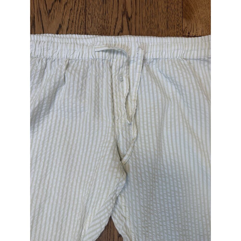 Serena & Lily White Green Cotton Seersucker Pajama Set Womens Small Button Front - Picture 9 of 15